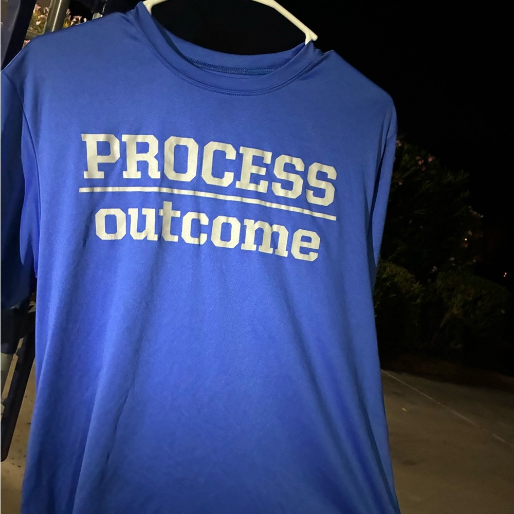 Blue Graphic T-Shirt with White Text